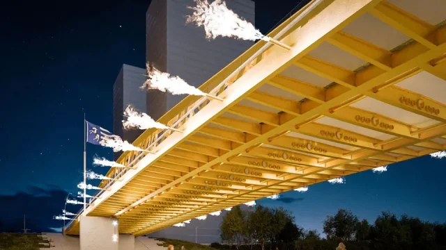 Most s plamenomety. V Česku už letost vznikne bizarní stavba, která chrlí oheň